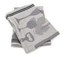 Lot De 2 Torchons De Cuisine Pur Coton 50x70 Cm Vitis Motifs Viticole Gris