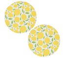 Lot De 2 Sets De Table En Polyester 38x38 Cm Collection Limone Motifs Citrons Jaune