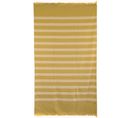 Drap De Plage 100x180 Cm Pur Coton Collection Catane Rayures Jaune Moutarde