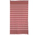 Drap De Plage à Franges 100x180 Cm Pur Coton Collection Catane Rayures Rouge