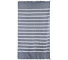 Drap De Plage 100x180 Cm Pur Coton Collection Catane Rayures Bleu Marine