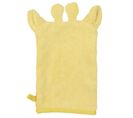 Lot De 2 Gants De Toilette 13x28 Cm Pur Coton Animaletto Forme Animal Jaune