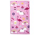 Drap De Plage Enfant 60x120 Cm Collection Marietas Rose Motifs Licorne