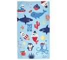 Drap De Plage Enfant 60x120 Cm Collection Marietas Bleu Motifs Aquatique