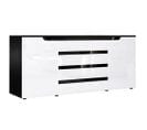 Buffet Bas Noir Mat Et Blanc Laqué (lxhxp) : 166 X 72 X 35