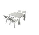 Table De Jardin Et 4 Fauteuils En Aluminium Gris Et Blanc Siderno