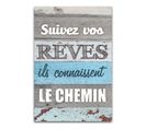 Cadre Imprimé Effet Bois Vos Rêves - 23 X 34 Cm - Bleu