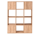 Meuble De Rangement Cube Rudy 12 Cases Bois Façon Hêtre Avec Portes