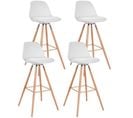 Lot De 4 Tabourets De Bar Sara Blanc