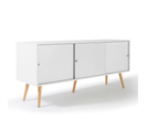 Buffet Bas Scandinave 135 Cm Effie 3 Portes Bois Blanc