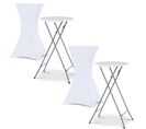 Lot De 2 Tables Hautes Pliantes 105 Cm Et 2 Housses Blanches