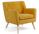 Fauteuil Scandinave Liv En Tissu Jaune Moutarde