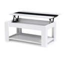 Table Basse Contemporaine Rectangualire Georgia Plateau Relevable Bois Blanc Et Noir