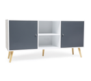 Buffet Bas Scandinave 140 Cm Effie 2 Portes Bois Blanc Et Gris