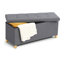 Banc Coffre Rangement Sur Pied 100 Cm Tissu Gris Anthracite