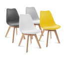 Lot De 4 Chaises Scandinaves Sara Mix Color Gris Foncé, Gris Clair, Blanc Et Jaune