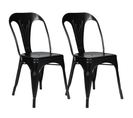 Lot De 2 Chaises Leny Métal Noir Mat Empilable Aspect Brut Factory