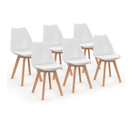 Lot De 6 Chaises Scandinaves Sara Blanches Pour Salle À Manger