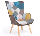 Fauteuil Scandinave Ivar En Tissu Patchwork Multicouleurs