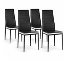 Lot De 4 Chaises Romane Noires Bandeau Blanc Pour Salle à Manger