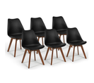 Lot De 6 Chaises Scandinaves Sara Noires Pieds Foncés Pour Salle à Manger