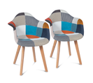 Lot De 2 Chaises De Salle à Manger Scandinaves Sara Motifs Patchworks Multi-couleurs