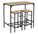 Ensemble Table Haute De Bar Detroit 100 Cm Et 2 Tabourets Design Industriel