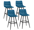 Lot De 4 Tabourets De Bar Mady En Velours Bleu