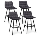 Lot De 4 Tabourets De Bar Mady En Velours Gris Foncé