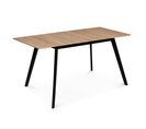 Table Scandinave Extensible Rectangle Inga 4-6 Personnes Plateau Bois Pieds Noirs 120-160 Cm