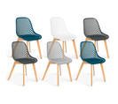 Lot De 6 Chaises Mandy Mix Color Blanc, Gris Clair, Bleu Canard X2, Gris Foncé X2