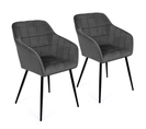 Lot De 2 Chaises De Salle À Manger, Fauteuils De Table Mady En Velours Gris Foncé