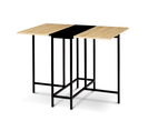 Table Console Pliable Edi 2-4 Personnes Façon Hêtre Et Noir Design Industriel 103 X 76 Cm