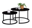 Lot De 2 Tables Basses Gigognes Davis Rondes 54/70 En Métal Noir Mat Design Industriel