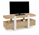 Meuble TV 116 Cm Phoenix Avec Tiroirs Bois Et Blanc