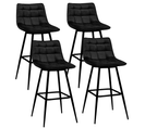 Lot De 4 Tabourets De Bar Mady En Velours Noir