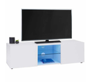 Meuble Tv 113 Cm Eli Blanc Étagère En Verre Avec Led