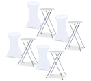 Lot De 4 Tables Hautes Pliantes 105 Cm Et 4 Housses Blanches