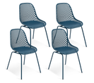 Lot De 4 Chaises Maelys Bleues Pied Métal Pour Salle à Manger