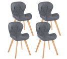 Lot De 4 Chaises Robine En Tissu Gris Foncé Pour Salle à Manger