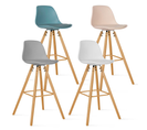 Lot De 4 Tabourets De Bar Sara Mix Color Pastel Rose, Blanc, Gris Clair Et Bleu