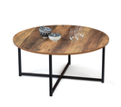 Table Basse Ronde Hawkins 80 Cm Bois Foncé Design Industriel