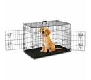 Cage De Transport Pour Chien Taille M/l 91 X 57 X 63,5 Cm Caisse Pliante Avec Poignée Et Plateau