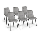 Lot De 6 Chaises Mila En Velours Gris Clair Pour Salle à Manger