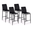 Lot De 4 Tabourets Romane En Pvc Noirs Bandeau Blanc, Chaises De Bar Rembourrées