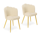 Lot De 2 Chaises Coquillage Adella Beige En Velours Pieds Dorés