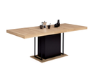 Table à Manger Extensible Rectangle Ugo 6-10 Personnes Bois Façon Hêtre Et Noir 160-200 Cm