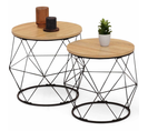 Lot De 2 Tables Basses Filaires Detroit Rondes 40/45 Design Industriel