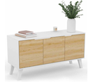 Buffet Bas Scandinave 113 Cm Finn Blanc 3 Portes Façon Hêtre