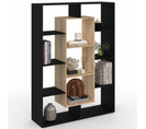 Etagère Bibliothèque Colette Avec 11 Compartiments Noir Et Effet Bois H.143 Cm